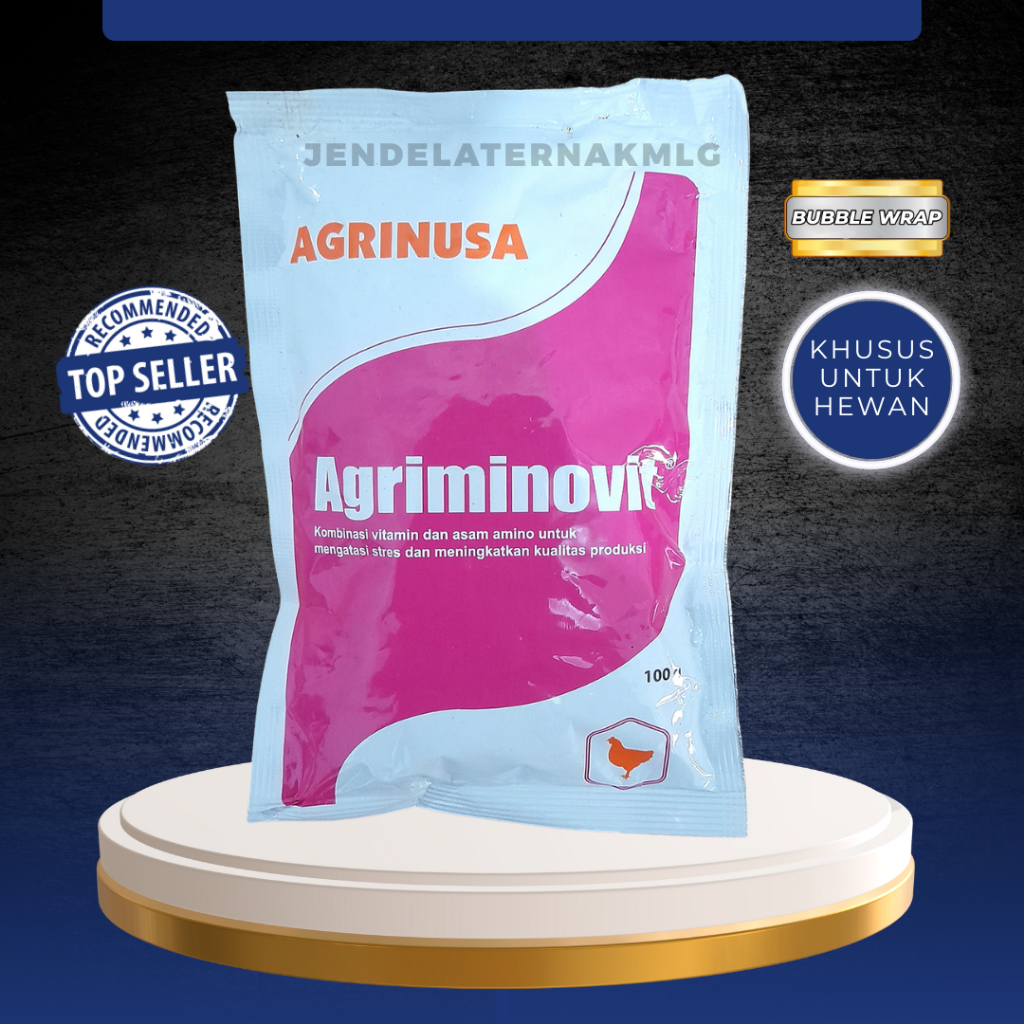 AGRIMINOVIT 100 GRAM - Multivitamin Asam Amino Cocok Untuk Hewan Ternak  Ayam, Bebek, Sapi, Kambing, Kelinci, Dll.