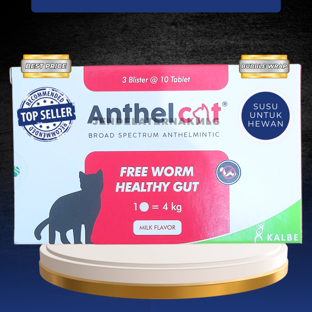 ECER ANTHEL CAT 1 TABLET (Blister) - Untuk Masalah Cacing Spektrum Luas Untuk KUCING by KALBE.