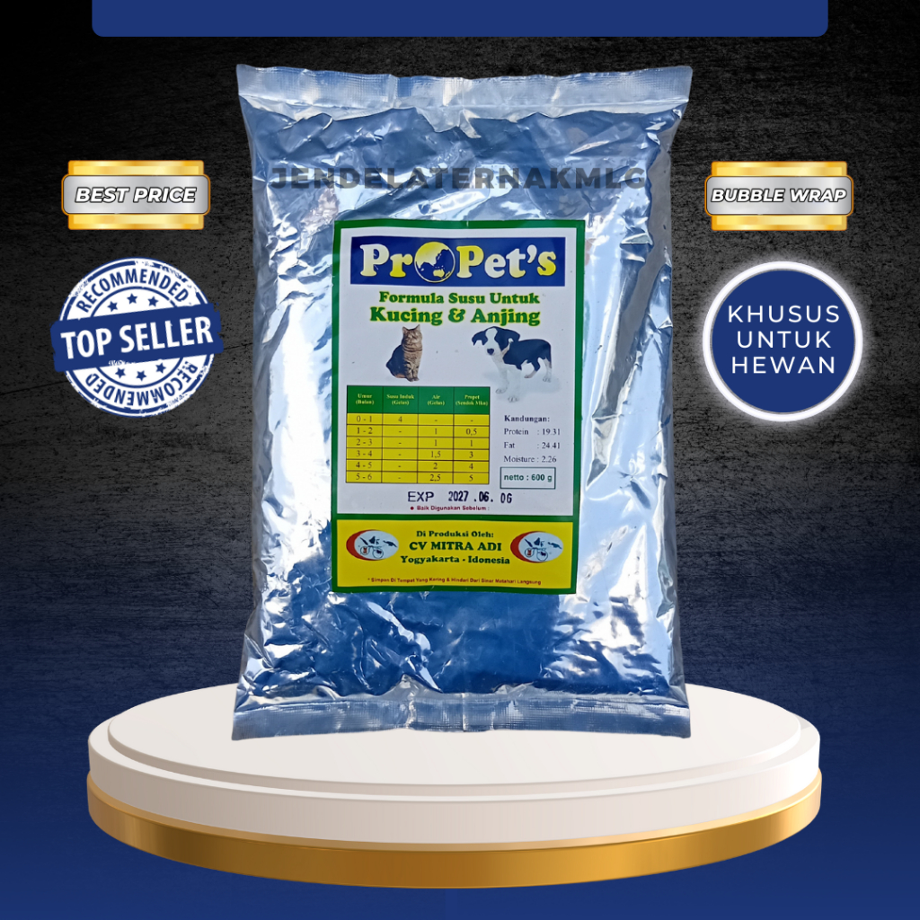 PROPETS KEMASAN 600 GRAM - Susu Rekomendasi Untuk Kucing dan Anjing Non Lactose.